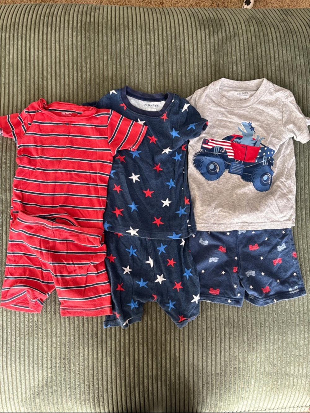Toddler Patriotic Short Pajama Sets - Red, Navy, Gray